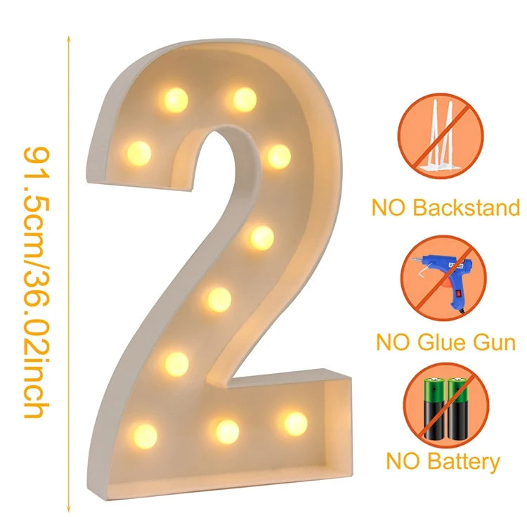 91.5cm Giant Number Balloon Mosaic Frame – Light-Up Marquee Box for Birthday Party Decoration