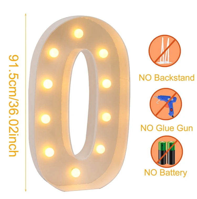 91.5cm Giant Number Balloon Mosaic Frame – Light-Up Marquee Box for Birthday Party Decoration