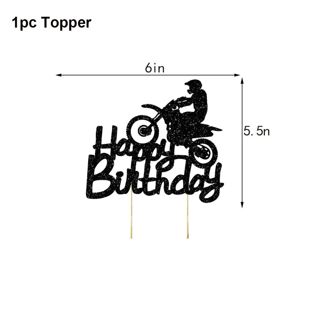 Motorcycle Cake Topper Decorations Scooter Cupcake Toppers Motorcycle Happy Birthday Cake Topper for Boy Man’s Birthday Party