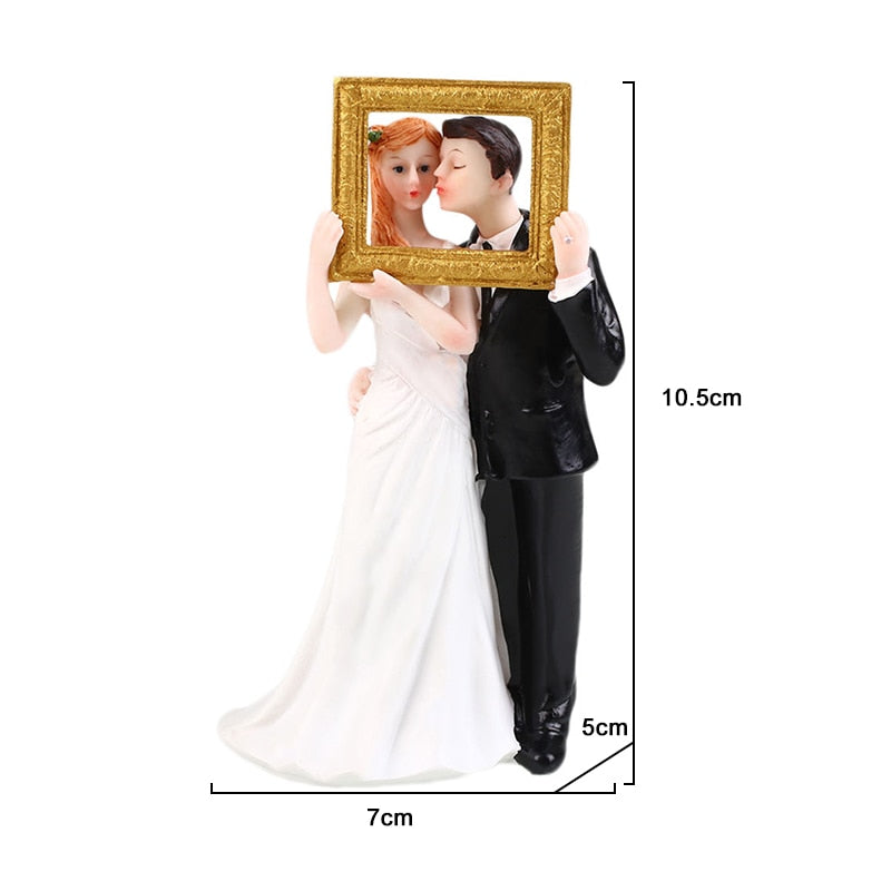 Romantic Bride & Groom Dolls Wedding Decoration Supplies Cake Toppers Dolls Synthetic Resin Marry Valentine&
