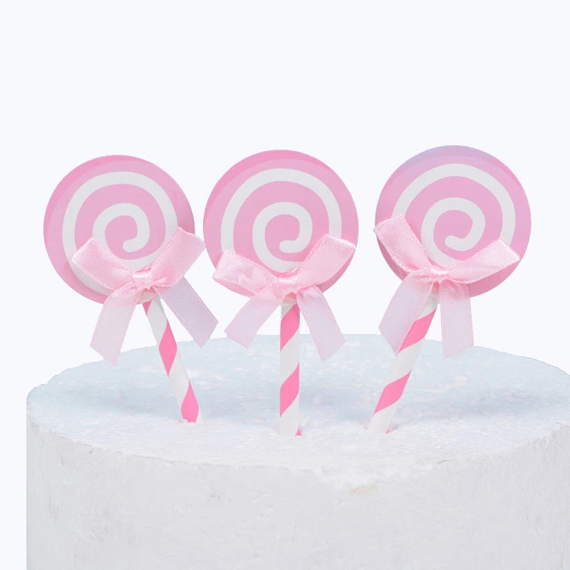 6pcs Birthday Cake Card Lollipop Plug-in Birthday Party Dessert Table Plug-in Decoration Color Card DIY Baking Products