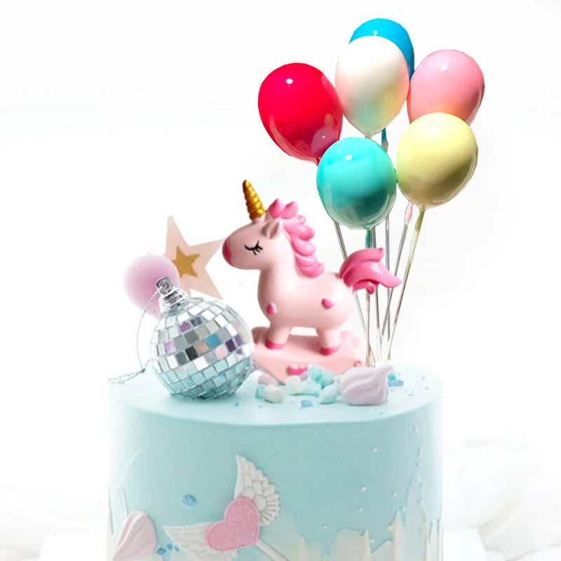 HUHULE 8pcs/set Unicorn Cake Topper Rainbow Cloud And Balloon Unicorn Party Gift For Girls Cake Decorating Baby Shower Supplies