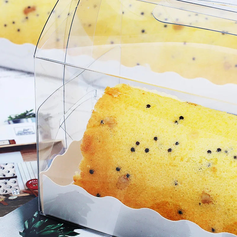 100Pcs/Lot Transparent Tote Boxes With Paper Tray For Baby Show Birthday Party Cake Decorating Supplies Cookies Food Package