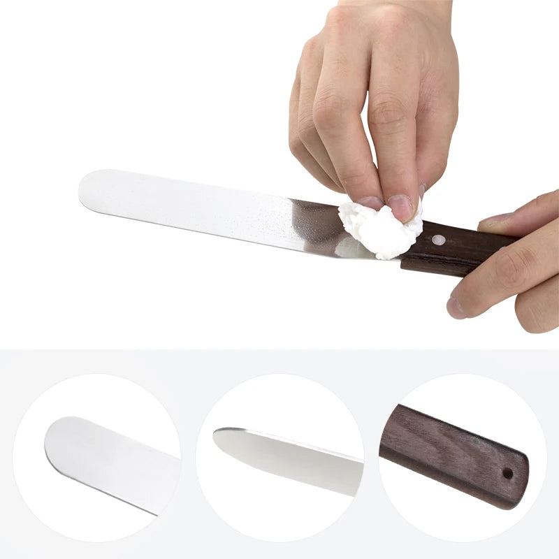 Stainless Steel Cake Spatula with Wood Handle – 4, 6, 8, 10 Inch Icing & Smoothing Tool
