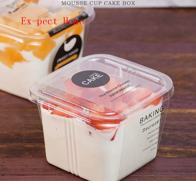 Clear Cake Box Transparent Square Mousse Plastic Cupcake Boxes With Lid Yoghourt Pudding Wedding Party Supplies 1200sets