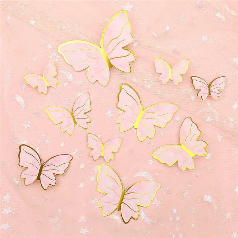 10Pcs Butterfly Cake Toppers Flags DIY Cupcake Topper Kids Girl Happy Birthday Wedding Party Baby Shower Baking Decoration