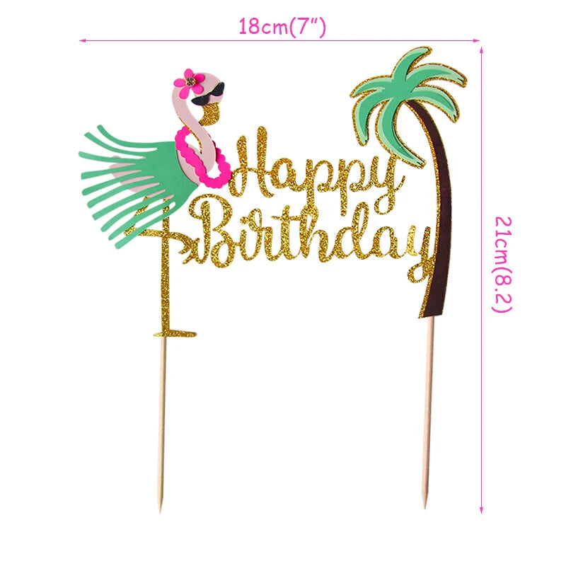 Pink Flamingo Cake Topper Balloon Cake Flags Birthday Kids Favors Cake Decoration Cupcake Topper tableware Wedding Dessert Decor