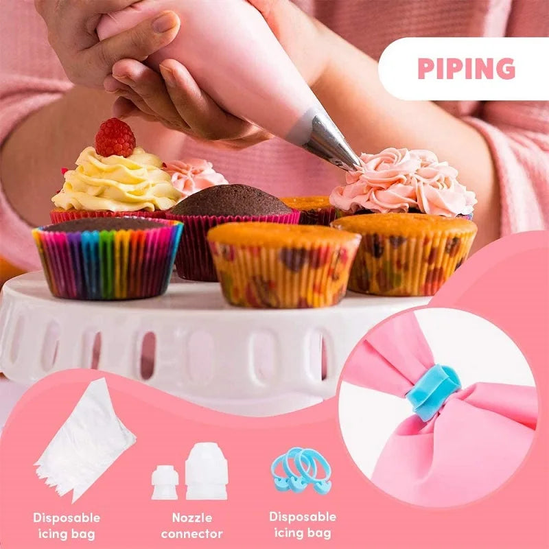 Cake Decorating Supplies Kit for Beginners, 237 Pieces, Ultimate Kitchen Patisserie & Baking Supplies Set with Turntable Stand