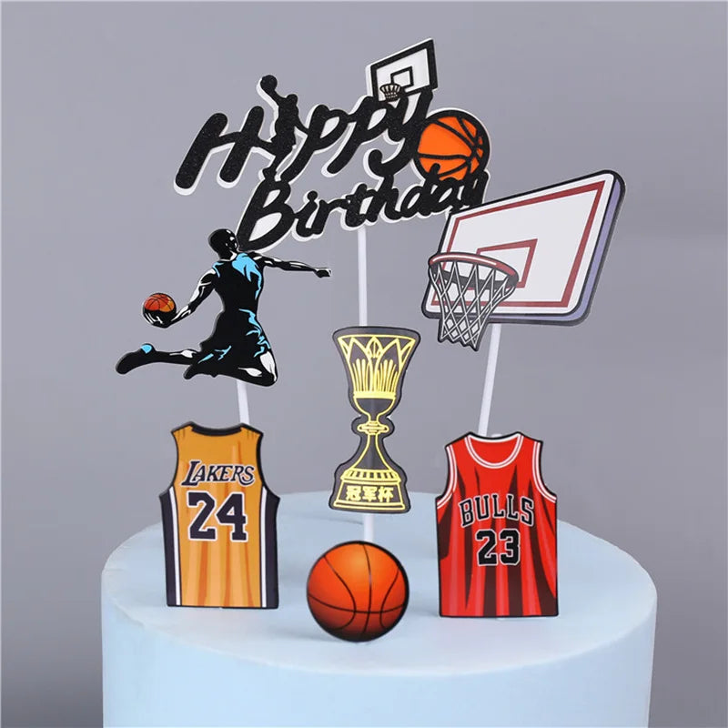Basketball & Football Birthday Cake Toppers – Perfect for Kids Boys Party & Baby Shower Decorations