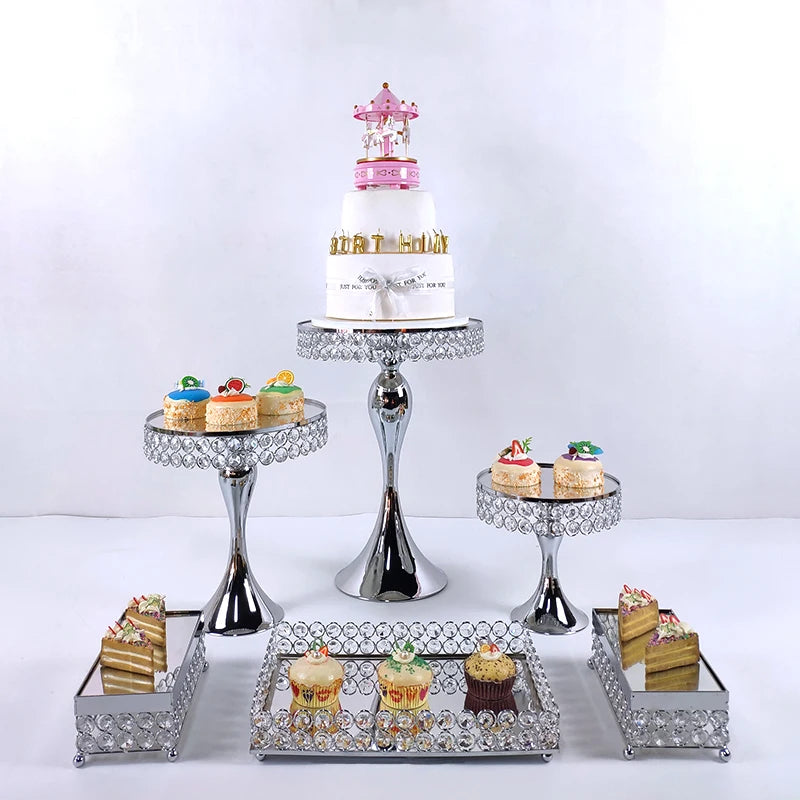 2020 cake stand Wedding Plates Set Metal Round Party Dessert Crystals Cake Stand Cupcake Stand Cake Decorating Supplies