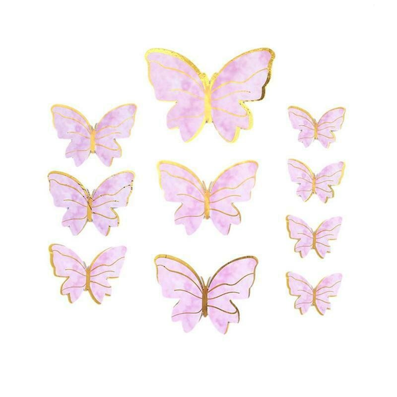 10Pcs Butterfly Cake Toppers Flags DIY Cupcake Topper Kids Girl Happy Birthday Wedding Party Baby Shower Baking Decoration
