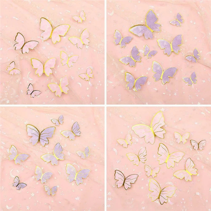 10Pcs Butterfly Cake Toppers Flags DIY Cupcake Topper Kids Girl Happy Birthday Wedding Party Baby Shower Baking Decoration