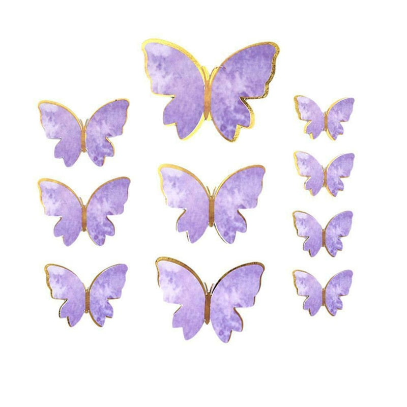 10Pcs Butterfly Cake Toppers Flags DIY Cupcake Topper Kids Girl Happy Birthday Wedding Party Baby Shower Baking Decoration