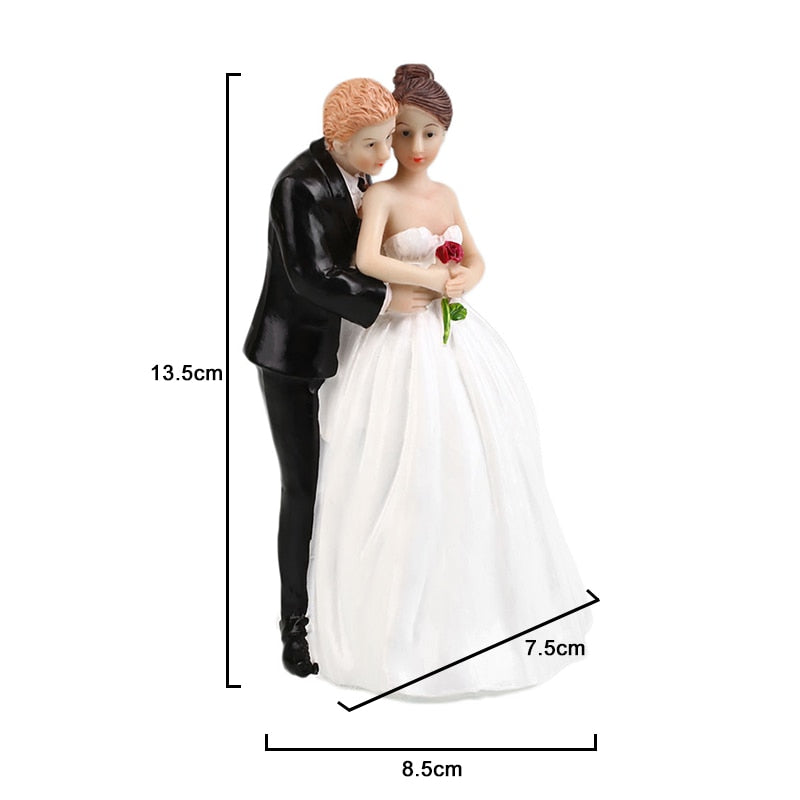 Romantic Bride & Groom Dolls Wedding Decoration Supplies Cake Toppers Dolls Synthetic Resin Marry Valentine&