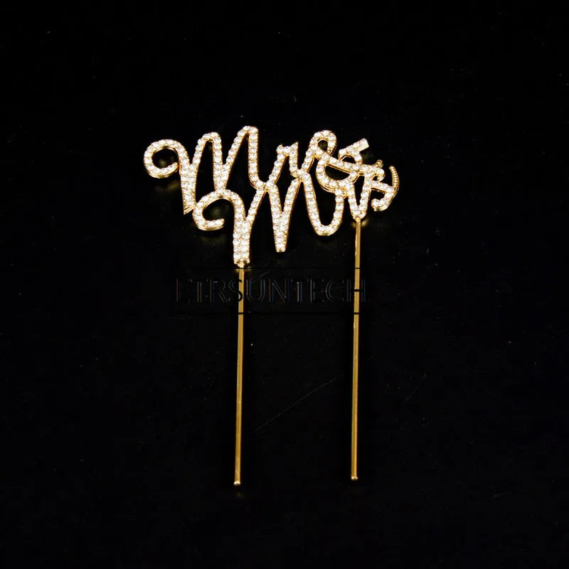 100pcs Mr & Mrs Crystal Rhinestone Cake Topper Wedding Anniversary Party Cake Decoration Supplies Accessories