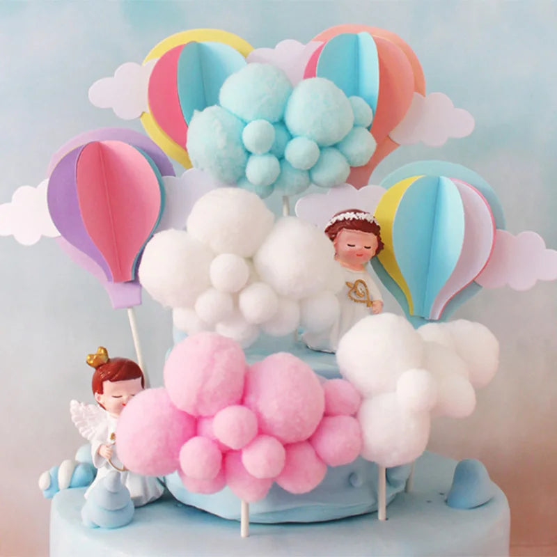 HUHULE 8pcs/set Unicorn Cake Topper Rainbow Cloud And Balloon Unicorn Party Gift For Girls Cake Decorating Baby Shower Supplies