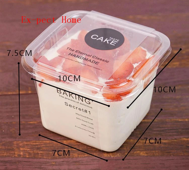 Clear Cake Box Transparent Square Mousse Plastic Cupcake Boxes With Lid Yoghourt Pudding Wedding Party Supplies 600sets