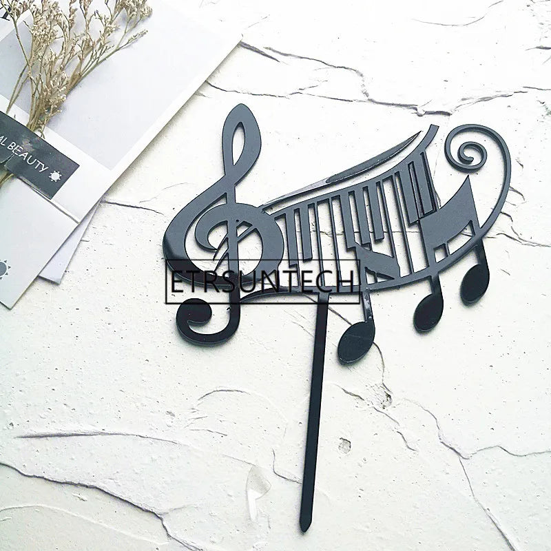 200pcs Musical Note Acrylic Cake Topper Music Festival Cake Topper For Wedding Birthday Music Party Cake Decorations Supplies