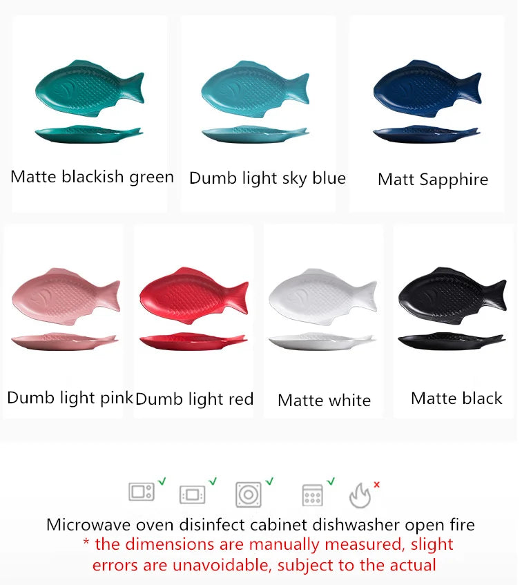 Hotel Supplies 15 inch Fish shaped Dish Dish Dessert Area Cake Dish Solid Color Glazed Ceramic Dish