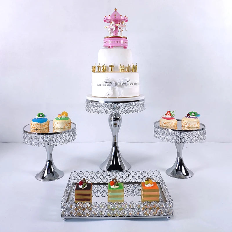 cake stand Wedding Plates Set Metal Round Party Dessert Crystals Cake Stand Cupcake Stand Cake Decorating Supplies 2020