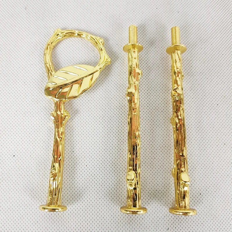 Leaf Style Bronze Gold 3-Tier Cake Stand Stick Fittings Home Decor/Holiday Supplies