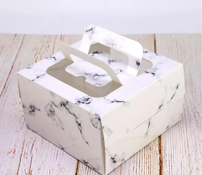 100pcs/lot 4 Inch Cake Box with Window Handle Kraft Paper Cheese Cake Box Kids Birthday Wedding Home Party Supply Wholesale
