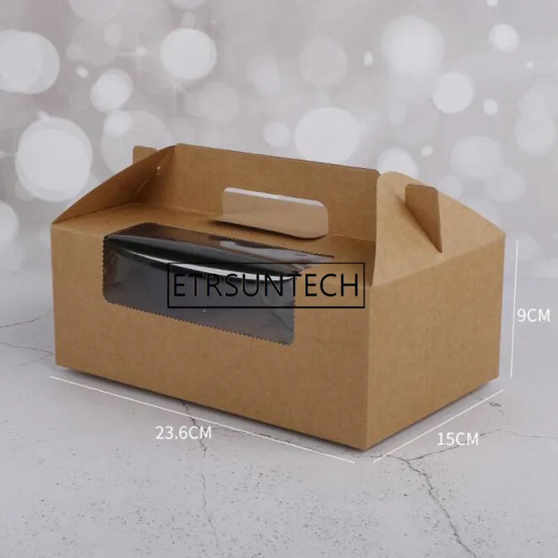 100pcs Paper Cupcake Box With Window 6 Holes Cake Muffin Packing Boxes Wedding Birthday Gift Holder Packaging Supplies