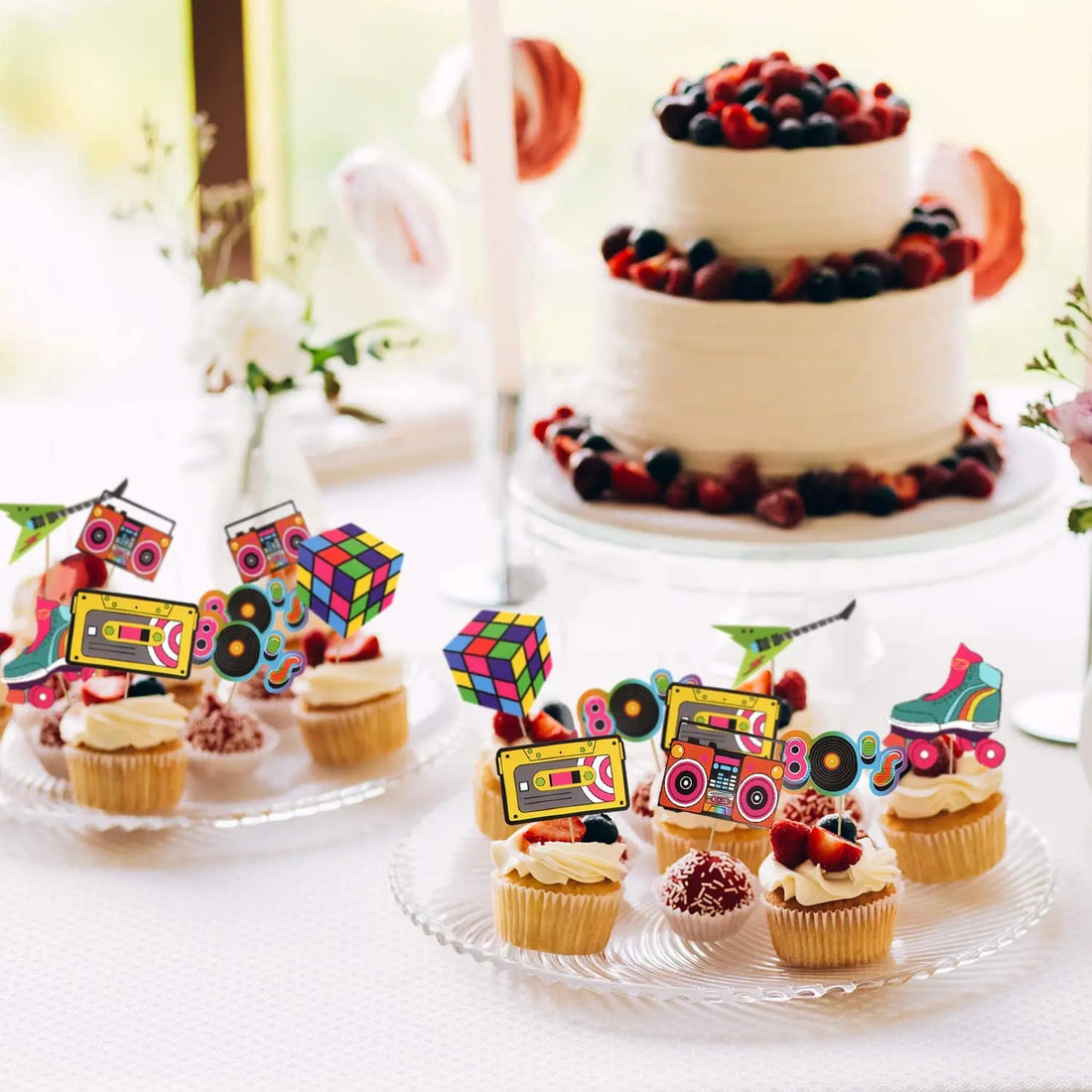 Hip Hop Music Cupcake Topper For 80‘s 90’s Party Decorations Hip Hop Dessert Decor Adult Birthday Party Supplies Tableware