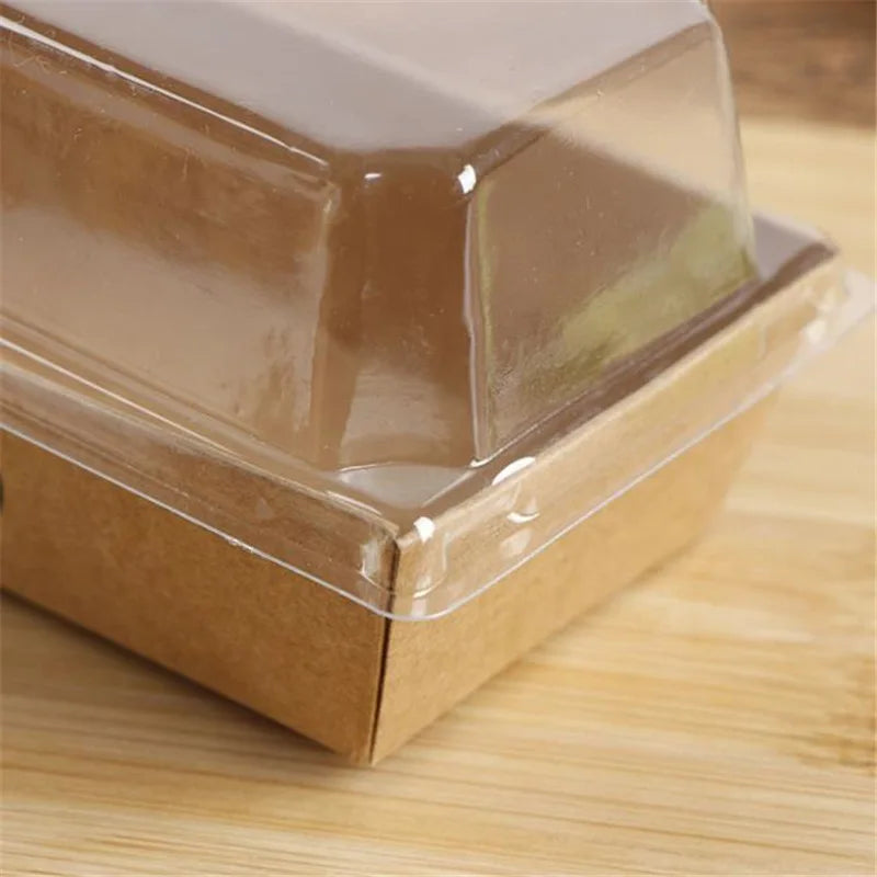 100pcs Square Plastic Melaleuca Cake Mousse Packing Cake Box Disposable Transparent Dessert PET Cup Favors Boxes Supplies 400ML