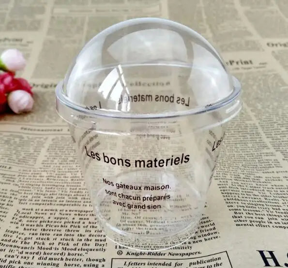200pcs 180ml Plastic Tiramisu Cup Clear Mousse Cup Sawdust Cup with Dome Lid Disposable Dessert Cake Cups Party Supplies