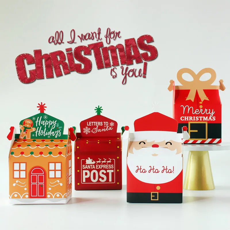 20*10*7.5cm Christmas Paper Box Cookie Cake Candy Decorating Supplies Xmas Party Favor Baking Gift Paper Boxes 200pcs/lot