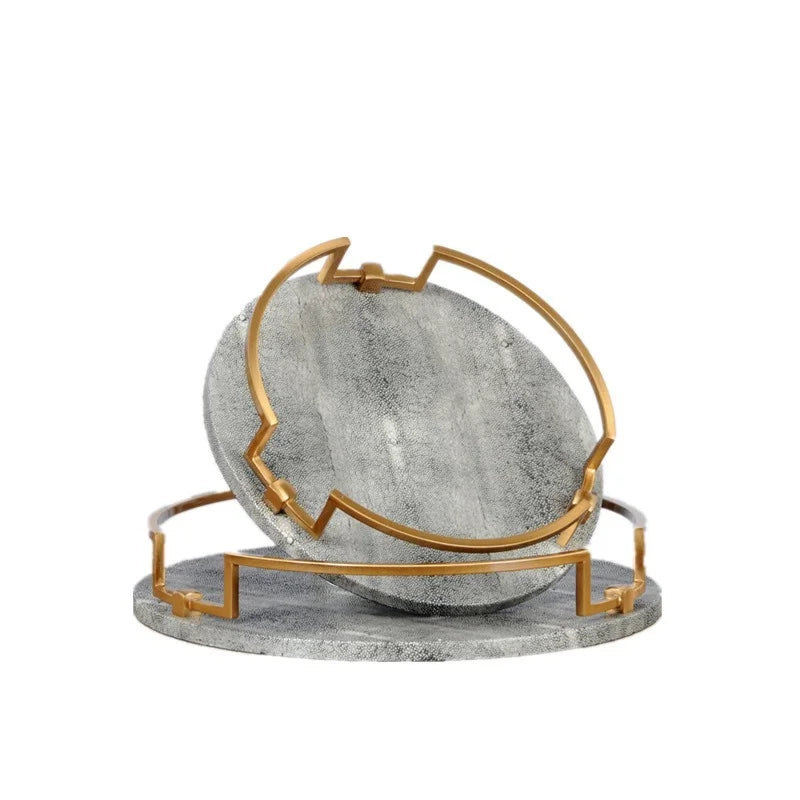 Metal Tray Gray Round Storage Smiple Snack Cake Desktop Jewelry Display Plate Photography Props Decoration Home Kitchen Supplies