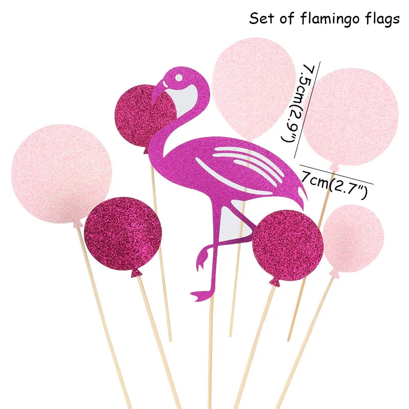 Pink Flamingo Cake Topper Balloon Cake Flags Birthday Kids Favors Cake Decoration Cupcake Topper tableware Wedding Dessert Decor