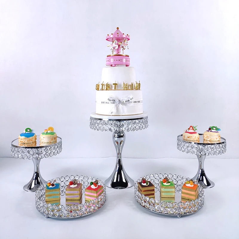 cake stand Wedding Plates Set Metal Round Party Dessert Crystals Cake Stand Cupcake Stand Cake Decorating Supplies 2020