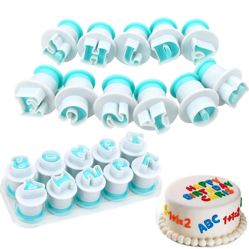 10–26pcs Alphabet Fondant & Cookie Cutter Set – Upper & Lowercase Letter Plunger Molds