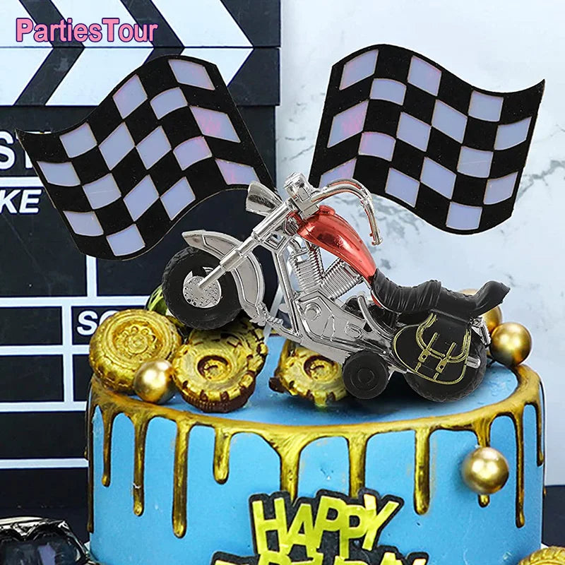 Motorcycle Cake Topper Decorations Scooter Cupcake Toppers Motorcycle Happy Birthday Cake Topper for Boy Man’s Birthday Party