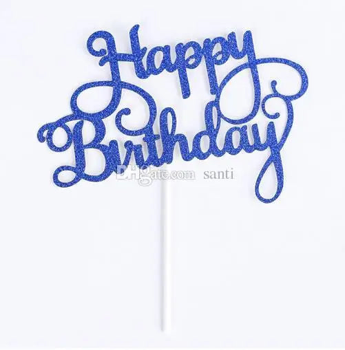 Gold Silver Glitter Happy Birthday Party Cake toppers decoration for kids birthday party favors Baby Shower Decoration Supplies