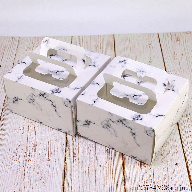 100pcs 4 inch Cake Box Kraft Paper Cheese Cake Box with Window for Kids Birthday Wedding Home Party Supply