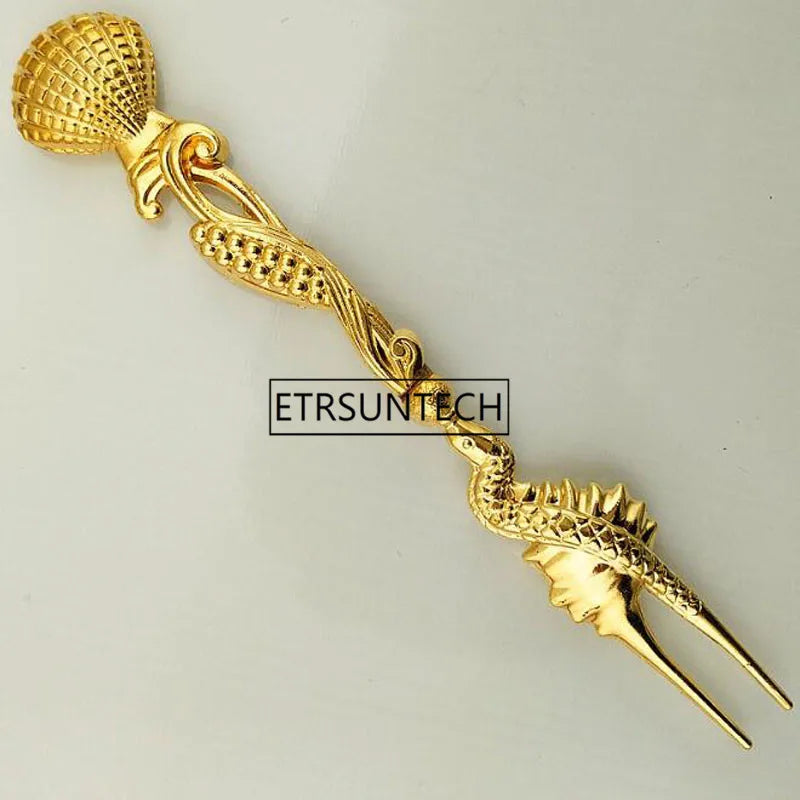 100pcs Retro Conch Shell Fruit Fork Coffee Dessert Cake Fruit Vintage Forks Restaurant Kitchen Tableware Supplies