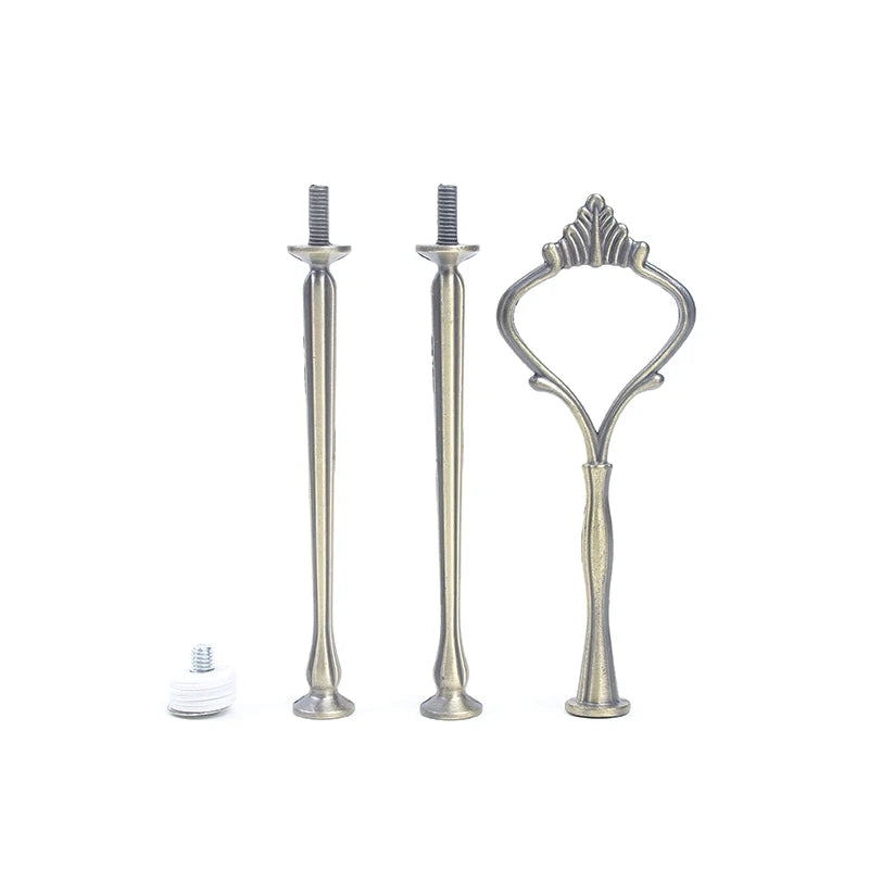 Wholesale Decorating Supply Cake Stand Handle Golden Silver Black White Red Pink Bronze 3-tier Crown Metal Cake Stand Fittings