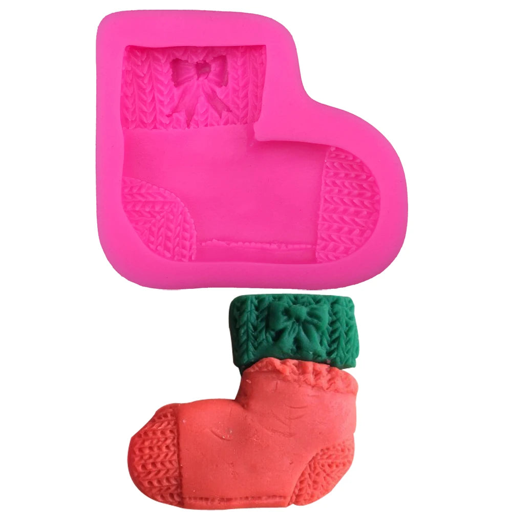 Chrsitmas Socks Silicone Cake Mold Sugar Craft Baking Tools Cake Decorating Sock Gum Paste Fondant Soap Mould E602