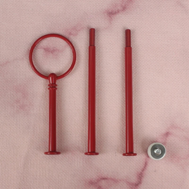Decorating Supply Metal Wedding 3-tier Round Style Rod Ceramic Fruit Tray Handle Wholesale Cake Stand Fitting
