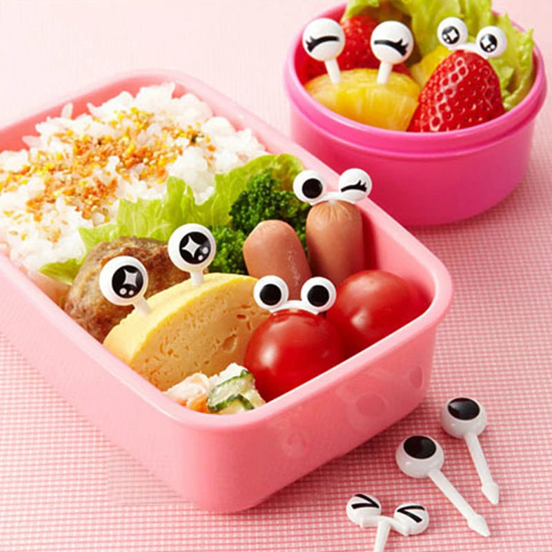 1000pcs Eye Fruit Fork Salad Forks Reusable Plastic Sticks Kids Lovely Snack Cake Decorative Kitchen Supplies