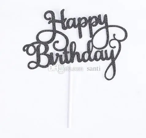 Gold Silver Glitter Happy Birthday Party Cake toppers decoration for kids birthday party favors Baby Shower Decoration Supplies