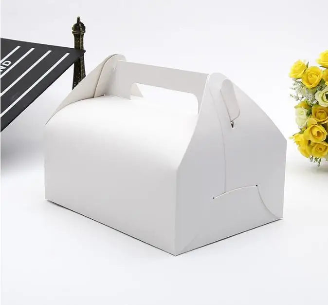 300Pcs big size 20*15*8cm Boutique Cake Food Kraft Paper Box With Handle Wedding Party Favor Candy Gifts Packaging Boxes Supplie
