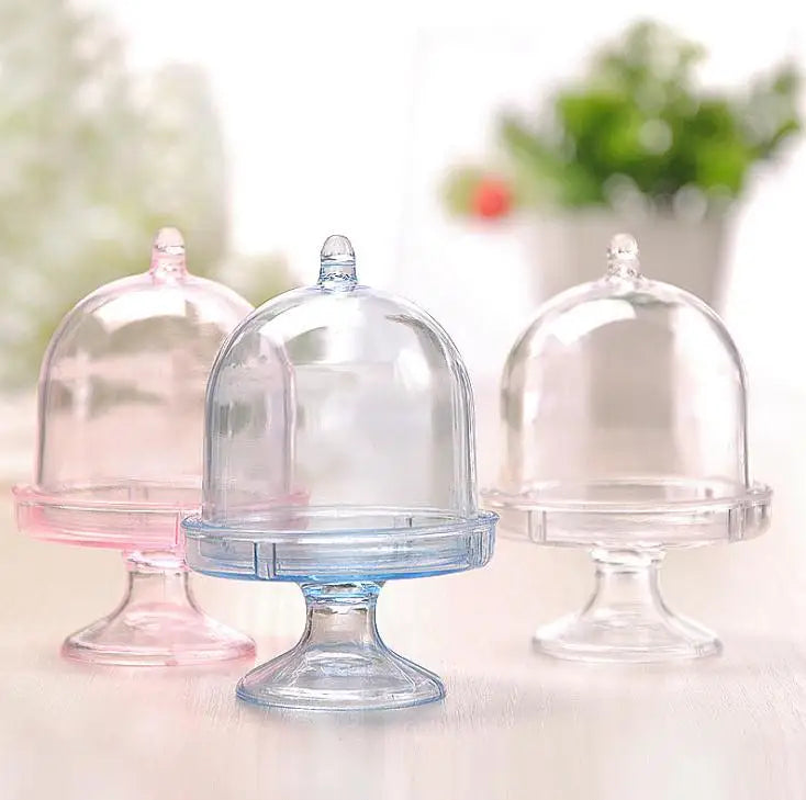 1000PCS Mini Wedding Favor Chocolate Boxes Transparent Plastic Cake Stand Candy Holder Party Supplies SN1509