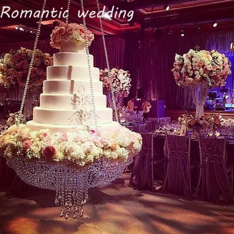 New fashion Hanging Acrylic Clear Crystal Beads Cake Stand For Wedding Event Birthday Party Decortion supplies
