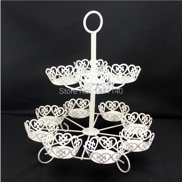 free shipping 12 Cupcake Cake Dessert Multi Cup Tier Metal Holder Round Stand Tower for Wedding birthday party decor supplies