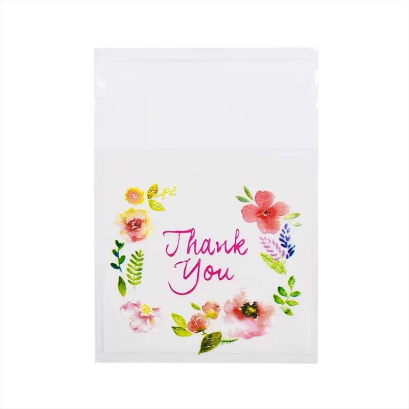 100Pcs Plastic Bags Thank you Cookie&Candy Bag Self-Adhesive For Wedding Birthday Party Gift Bag Biscuit Baking Packaging Bag