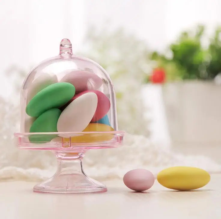 1000PCS Mini Wedding Favor Chocolate Boxes Transparent Plastic Cake Stand Candy Holder Party Supplies SN1509